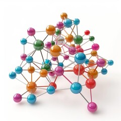 Obraz premium illustration of a colorful molecular structure, with atoms represented by spheres and bonds represented by sticks.