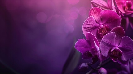 An artistic closeup of a purple orchid, illustrating the flowers elegance and the deep hues that define its beauty - obrazy, fototapety, plakaty