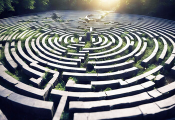'labyrinth Path arrow across pass through puzzle way road search choice question business red find strategy success problem solution solve decision game white quest seek chance psychology motivation'