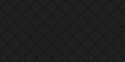 Overlapping Pattern Minimal diamond geometric waves square and abstract cube wave line. black color seamless tile stripe geometric create retro square line backdrop pattern background.