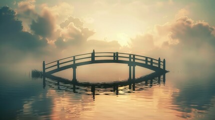 A tranquil bridge over calm waters, bridging despair to a hopeful horizon. World Suicide Prevention Day, September 10