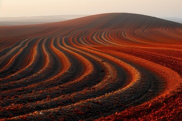 Naklejka premium beautiful farmland with plowed field on a sunny day professional photography