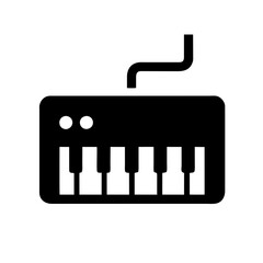 Electric keyboard icon vector graphics element silhouette Musical symbol sing isolated illustration on a Transparent Background