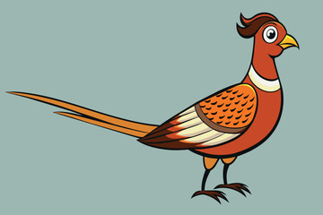 Obraz premium A cartoon bird with a red head and orange feathers stands on a blue background