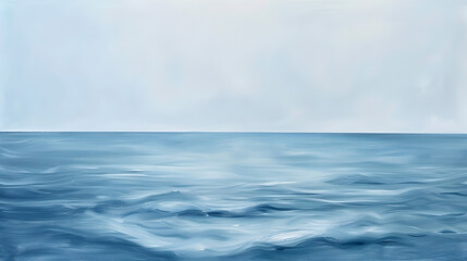 A minimalist seascape painting capturing the essence of calmness with subtle waves and a serene horizon.


