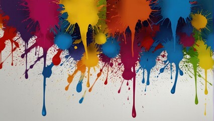 Rainbow color paint splash background. Exploding liquid paint copyspace. Colorful wet paint splashes