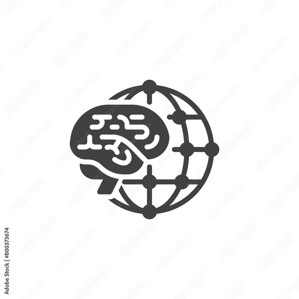 Poster brain and network vector icon