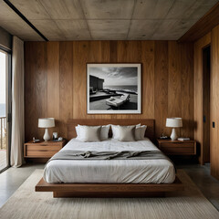 Luxurious Comfort: A Cozy Bedroom Interior with Elegant Furniture and Decor,interior of a bedroom