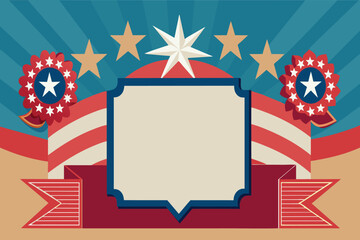 Obraz premium A patriotic banner with stars and a white frame