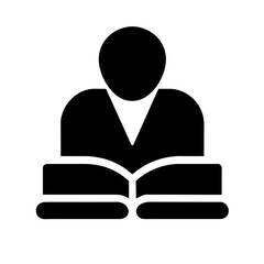 Student studying icon, Reading or learning with book, Vector graphics silhouette sing symbol Illustration on a Transparent Background