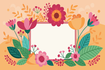 A colorful flowery background with a white frame