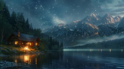 Fototapeta premium Campfire Tales under the Stars, generative ai