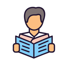 Student studying icon, Reading or learning with book, Vector graphics silhouette sing symbol Illustration on a Transparent Background