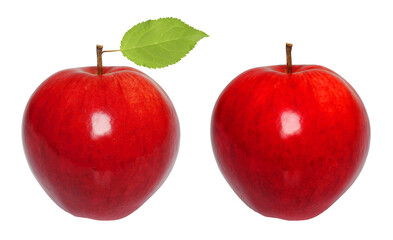 Set of Red Apples, isolated on transparent background