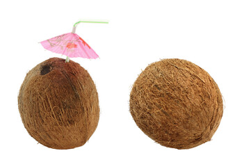 Set of Fresh Coconuts, isolated on transparent background