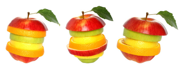 Set of Assorted and Mixed Apples, isolated on transparent background 