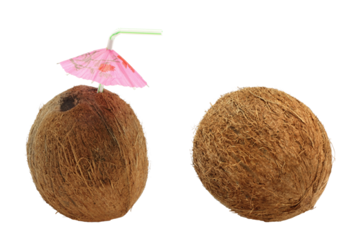 Set of Fresh Coconuts, isolated on transparent background