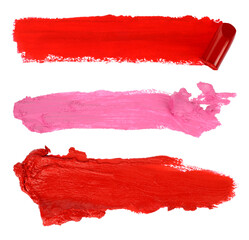 Set of Lipstick Smears smudge, isolated on transparent background, as sample cosmetics concept