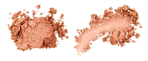 Set of Broken and Smashed Make-Up Eyeshadow Palletes, isolated on transparent background, top view