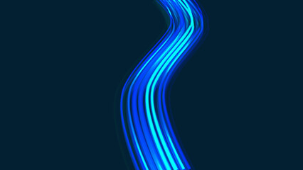 Sleek and fluid blue light streaks flowing seamlessly on a dark background, suitable for high-tech themes and dynamic design elements.