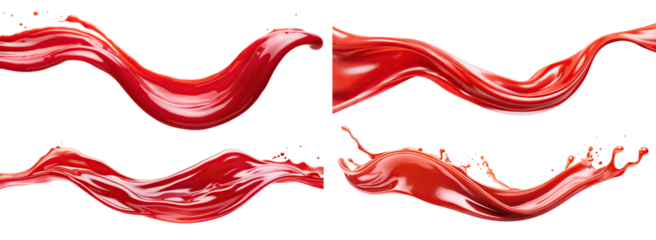 Set of tomato sauce or juice splashes, cut out