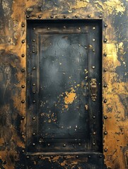 Corroded Gold and Silver Ornamental Metal Door with Weathered Texture and Decaying Patina
