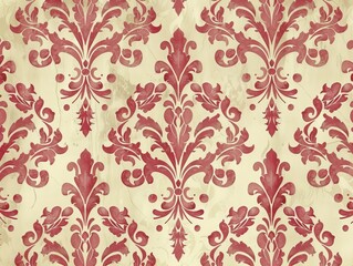 Opulent Floral Damask Pattern with Regal Flourishes and Ornamental Detailing - obrazy, fototapety, plakaty