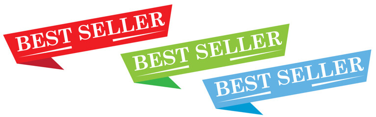 Best seller sticker, label, banner, ribbon collection. Set of best seller emblem for sale, special offer, promotion, advertising