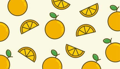 Cute orange fruits pattern background vector design