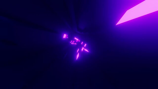 3d tunnel glowing purple smooth blocks seamless loop