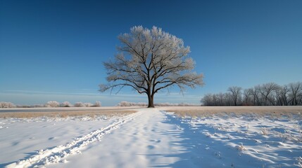 Obraz premium Solitude in Snow, generative ai