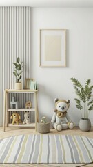 white wall with frame in kids room