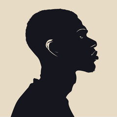 Black African man silhouette vector illustration on isolated background