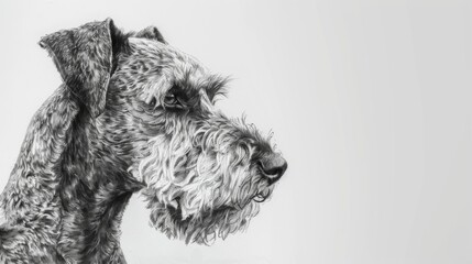 Close-up pencil sketch of a dog's face revealing the intense gaze and textured fur details