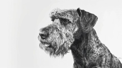 Profile view capturing a dog's thoughtful expression in a beautifully textured pencil drawing