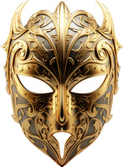 golden mask isolated on white or transparent background,transparency 