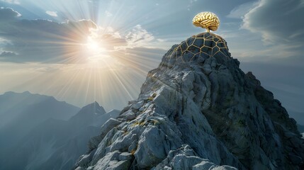 Golden Brain at Mountain Peak Neural Networks Illuminating Boundless Research Possibilities Generative ai
