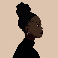 Black African woman silhouette vector illustration on isolated background