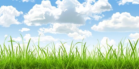 Fototapeta premium A grassy field under cloudy sky, showcasing the natural beauty of the landscape