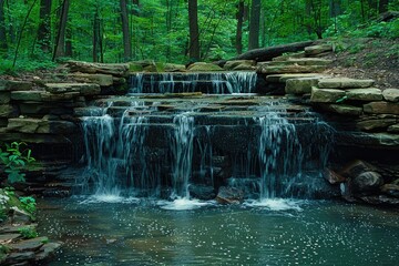 Obraz premium calm beautiful waterfall on a sunny day professional photography