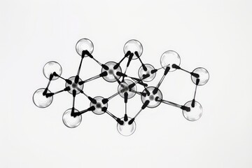 A minimalist line art drawing of a molecule with geometric shapes connected by clean lines, emphasizing the elegance of molecular structure  