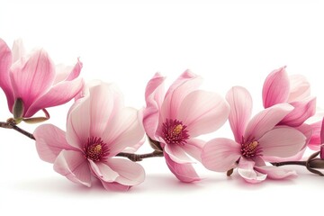 Pink magnolia flowers isolated on white background photo on white isolated background