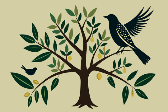 A tree with birds on it