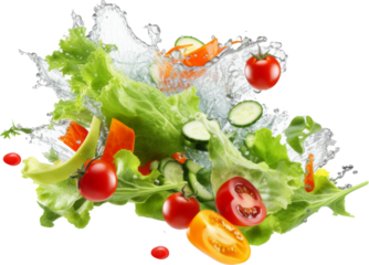 salad splashing isolated on white or transparent background,transparency 