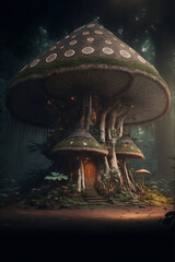 Fantasy mushroom house art