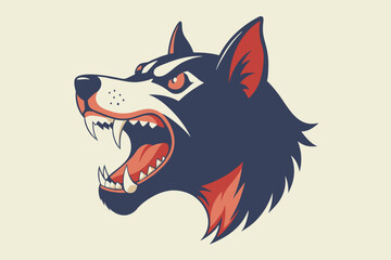 A cartoonish dog with a menacing look on its face