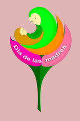 illustration of the celebration of mothers day with different backgrounds and in English and Spanish