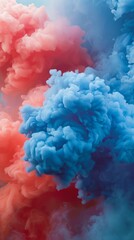 Vivid red and blue smoke cloud abstract background