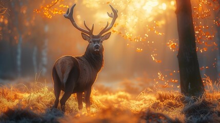 Sunlit Forest Stag, generative ai