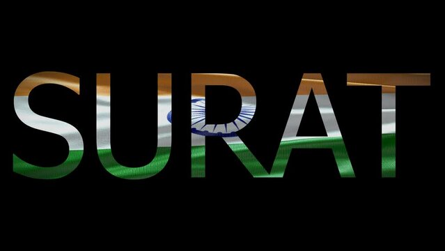 Surat Name on Transparent Background. Waving Flag